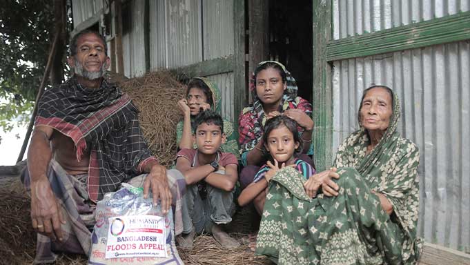 Families receiving emergency supplies
